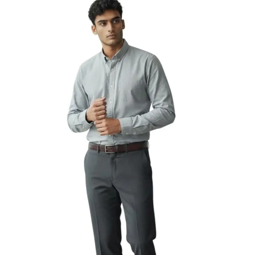 Double Pump Men's Button down Dress Shirt, Gray, Size XL